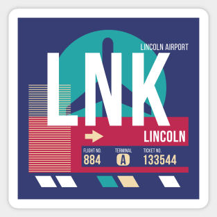 Lincoln, Nebraska (LNK) Airport Code Baggage Tag Sticker